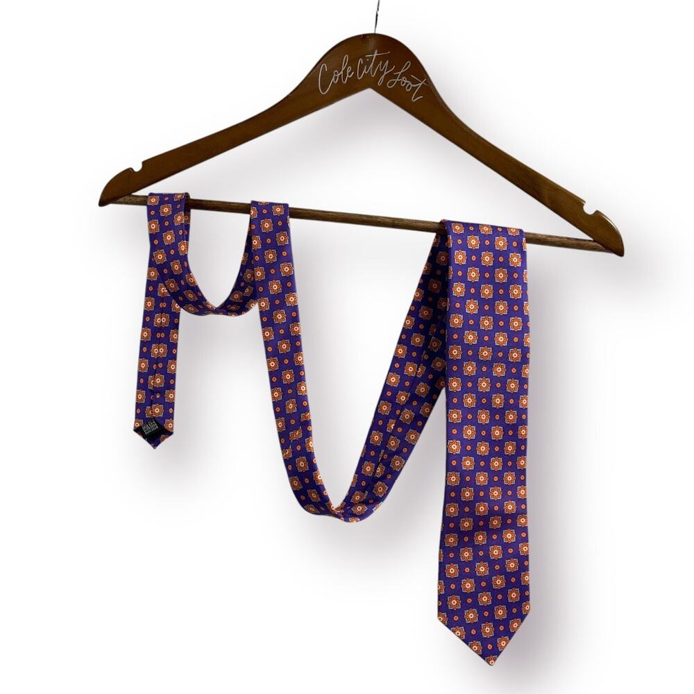 Cape Cod Neckwear 100% Silk Purple Neck Tie Vintage Orange Gray